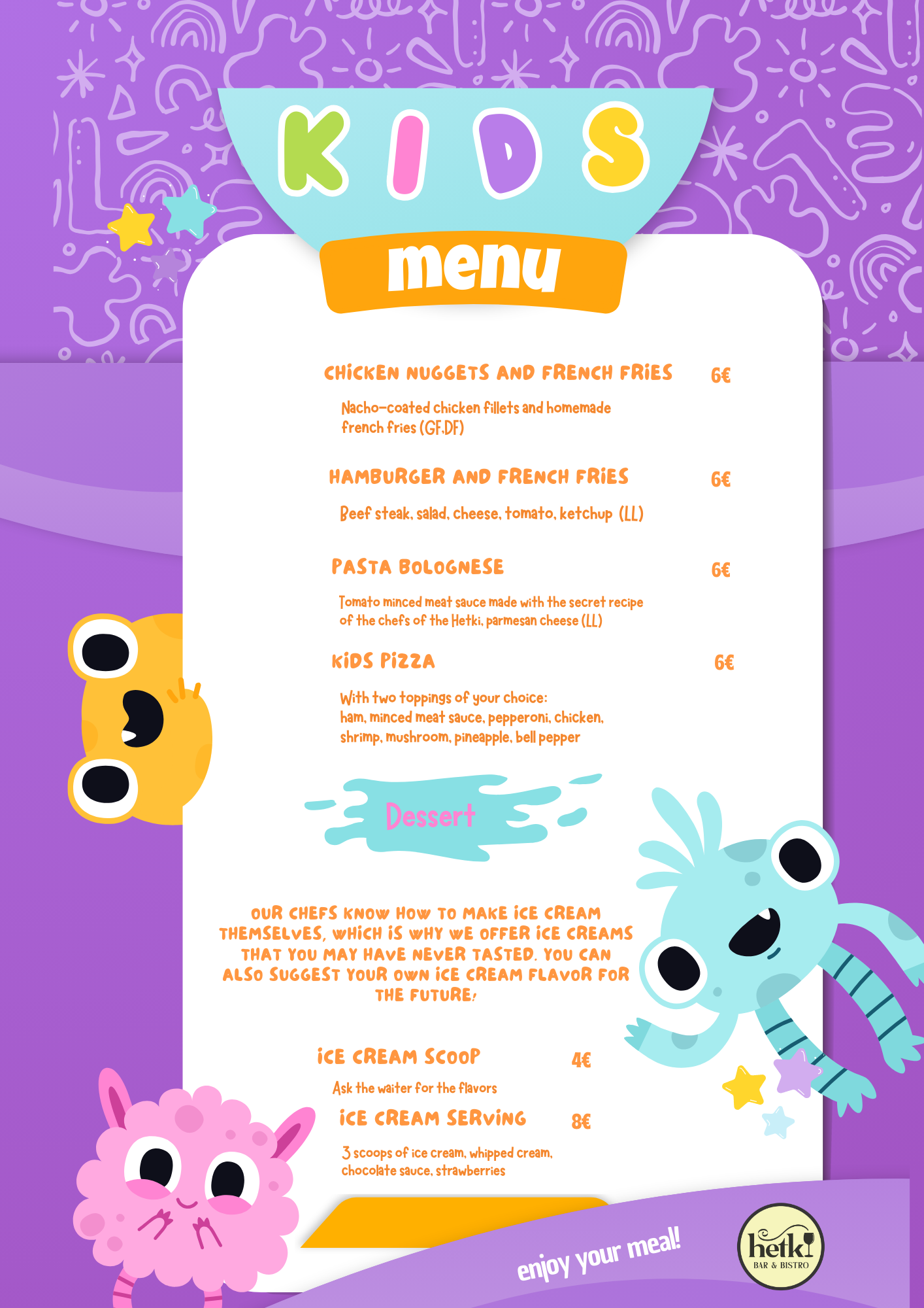 lasten menu englanti