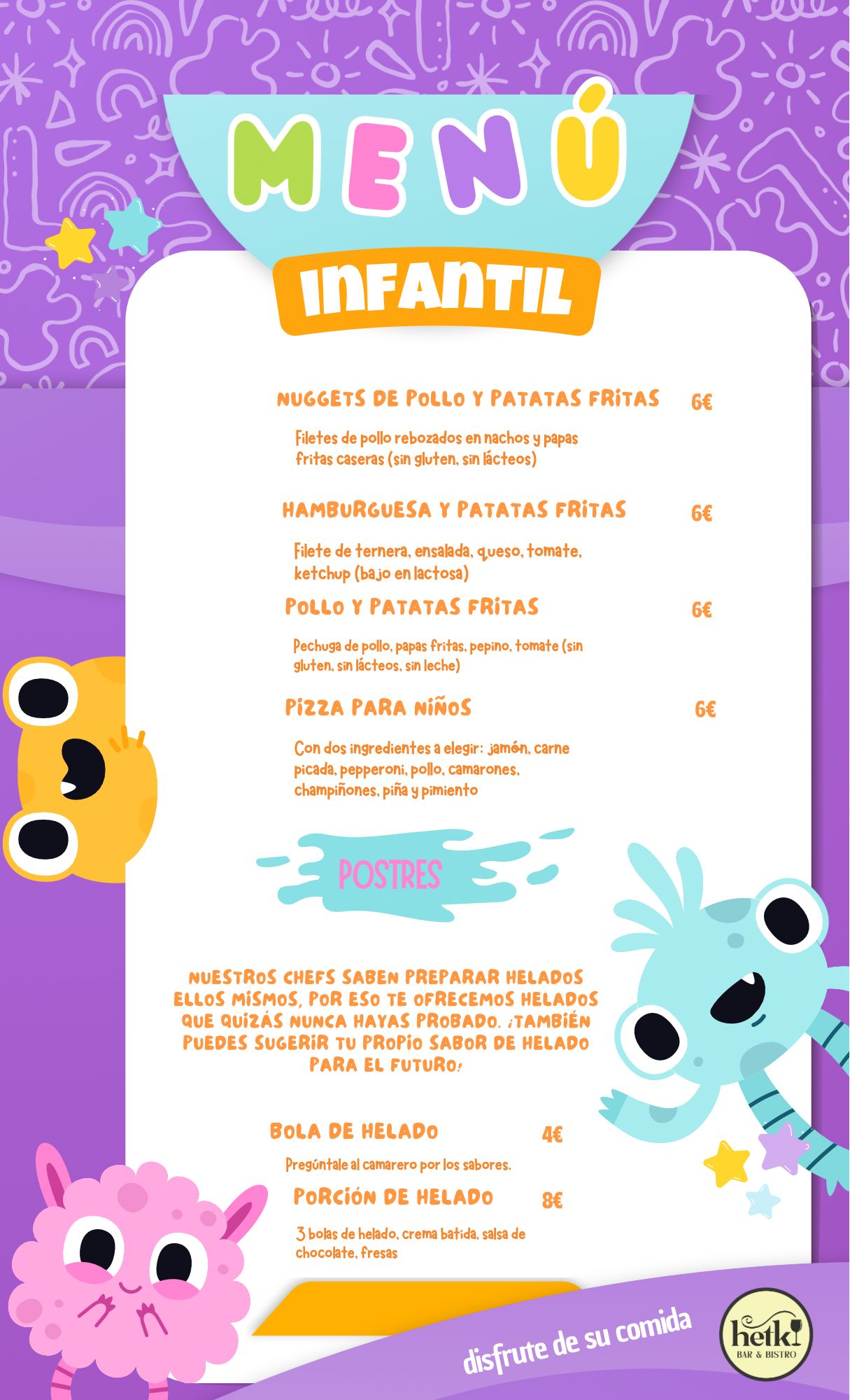 lasten menu espanja