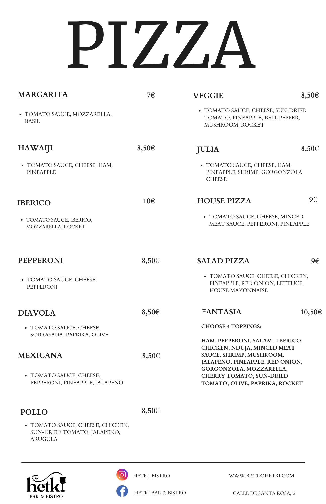 Pizza menu eng